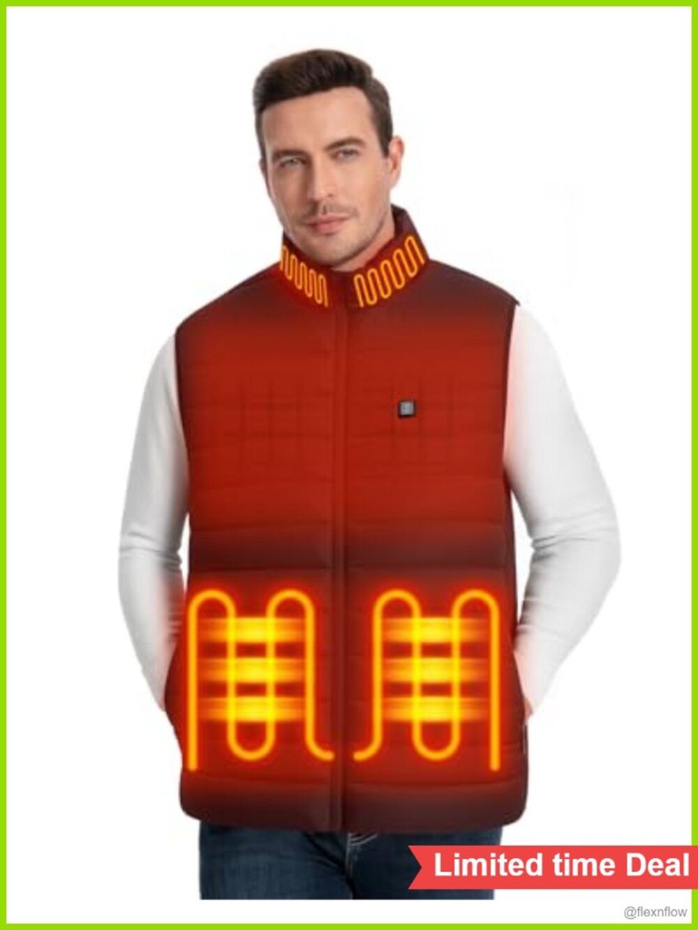 Men's Heated Vest Lightweight 3 Heating Levels 4 Heating Zones with 10000mAh